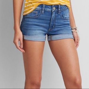 American Eagle Blue Hi-Rise short shorts